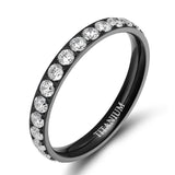 Load image into Gallery viewer, Ringsmaker 3mm Black Women Titanium Ring Cubic Zirconia Wedding Bands